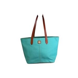 Dooney & Bourke Turquoise Pebble Grain Leather Zip Top Tote Bag M0302171 EUC